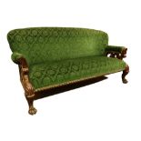 An Irish carved mahogany Settee, attributed to Robert Strahan, Dublin, with padded back, seat and