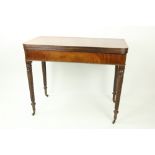A fine quality Regency period fold-over Card Table, the plain top with reeded edges over a frieze