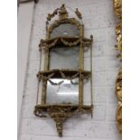 A pair of 19th Century gilt three tier mirror Wall Brackets, both distressed; together with a pair