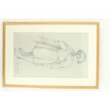 Derek Clarke (1913 - 2008) "Young Girl by a Chair," pencil sketch, signed and dated 1946, 13" x 7