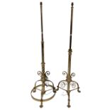 Two similar heavy brass Standard Lamps, with trifid feet. (2)