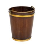 An Irish Georgian period mahogany slatted and brass bound Peat Bucket, with swing handle, approx.