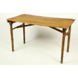 A 20th Century pine folding Campaign Table, on four turned legs, 43" x 23" (109cms x 58cms). (1)