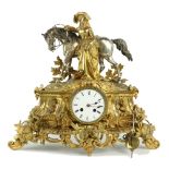 A 19th Century French ormolu and plated figural Mantle Clock, the top surmounted with elegant Lady
