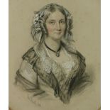 Edmund Havell (1819-1894) "Portrait of a Lady," oval, watercolour and pencil, signed and dated 1856,