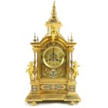 A fine quality Renaissance style ormolu and champlevé enamel Clock, by Japy Freres, raised on