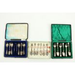 A cased set of 6 Birmingham silver Kings pattern Coffee Spoons, a cased set of 6 Sheffield silver