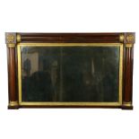 A 19th Century rosewood, mahogany and parcel gilt Overmantel, with half round pilasters on top,
