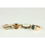 A 9ct gold Ladies Ring, with five graduating stones, another similar (lacking one stone), a