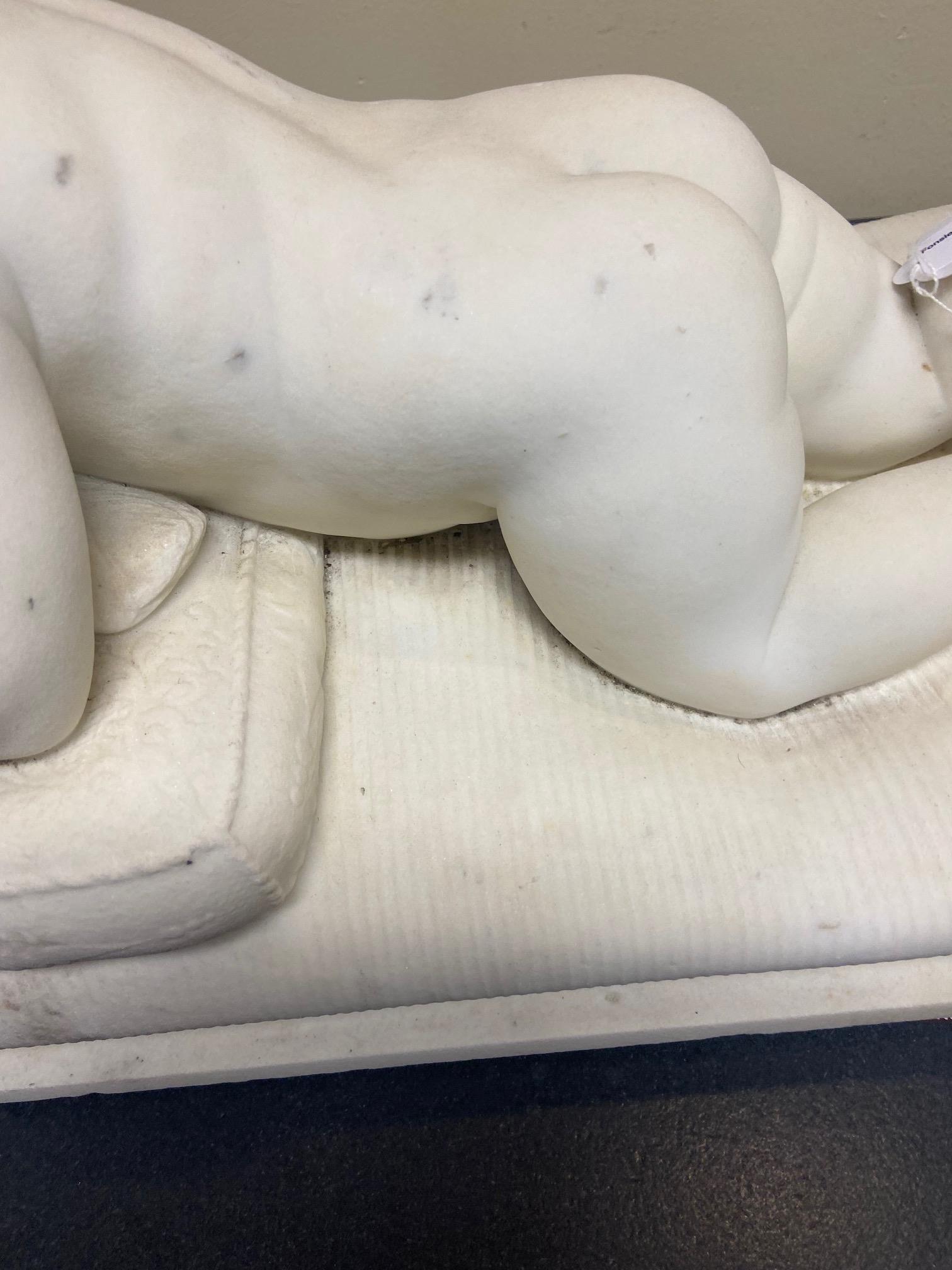 Pietro Franchi (1817 - 1878) Marble Sculpture of a recumbent naked Infant Boy, with arms wrapped - Image 16 of 20