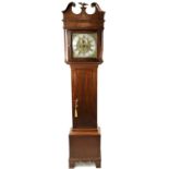 An attractive 19th Century mahogany Longcase Clock, with swan neck pediment above a square brass