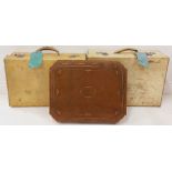 Two small vellum antique Travel Suitcases, by Walker & Hall, Sheffield and London and John Bagshaw &
