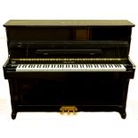 An exceptional ebonised Waldstein upright iron frame Piano, as new, reference number 'UP 120M'