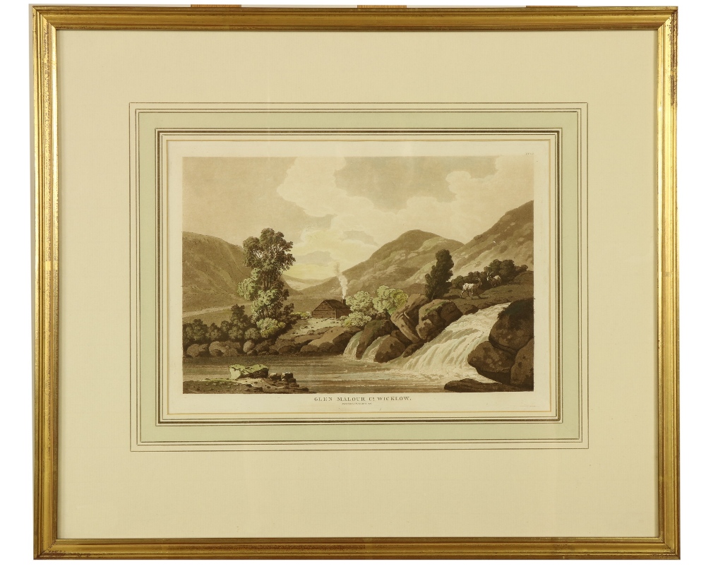 Jonathan Fisher, (1740 - 1809) A good set of 6 hand coloured sepia Prints of Co. Wicklow & Dublin: - Image 4 of 6