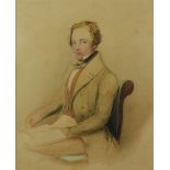 Henry O?Neill (1798-1880)  "Portrait of a Gentleman seated on a chair wearing a brown waistcoat with