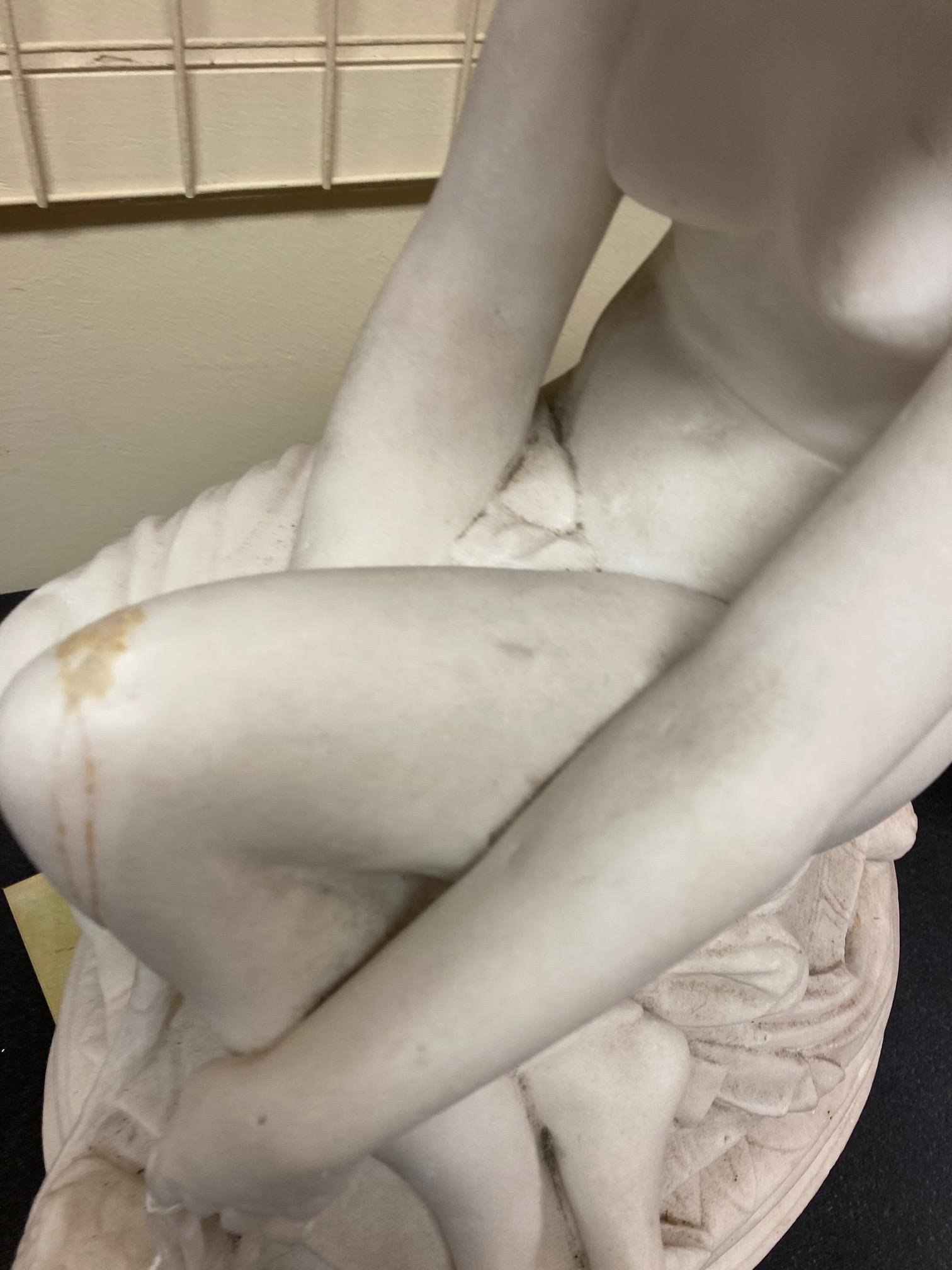 A 19th Century carved marble Group, a semi-nude Woman seated on a tortoise on oval base, 20" ( - Image 20 of 24