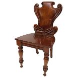 A Victorian mahogany shield back Hall Chair, with solid seat on front baluster turned legs. (1)