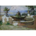 Graham Petrie (1859-1940) "Large Garden Fountain," watercolour, signed 6 3/4" x 9 3/4" (17cms x