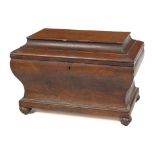 A large William IV period mahogany Cellaret, probably Irish, of sarcophagus form with five