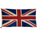 A 19th Century Poplin linen "Union Jack" Flag, approx. 213cms wide x 112cms high (7' x 44") worn. (