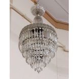 An attractive 19th Century five tier domed topped inverted waterfall droplet glass Chandelier. (1)