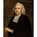 Late 18th Century Irish School  Half length, "Portrait of a Cleric with white wig, and holding a