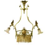 A fine quality Regency style brass Hall Light with ceiling rose, shaped uprights surmounted with