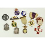 Collection of 10 Military and other enamel Badges, Emergency Food Officer, Women's Land Army,