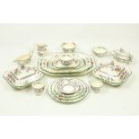 A large 12 piece Copeland Spode Dinner Service, Chinese rose design, comprising plates, cups,