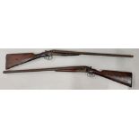 A pair of decorative 19th Century double barrel Shotguns, (decommissioned) with mahogany stocks,
