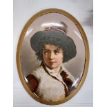 A good large hand painted 19th Century continental oval porcelain Plaque, possibly Berlin, "Head and