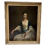 Late 18th / early 19th Century 'Portrait of an Elegant Lady in lowcut silk dress with lace trim,