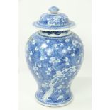 A late 18th Century Chinese porcelain blue and white Vase and Cover, of baluster form decorated with