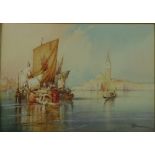 William Knox (1862 - 1925) A pair of attractive "Venetian Scenes with boats in foreground and