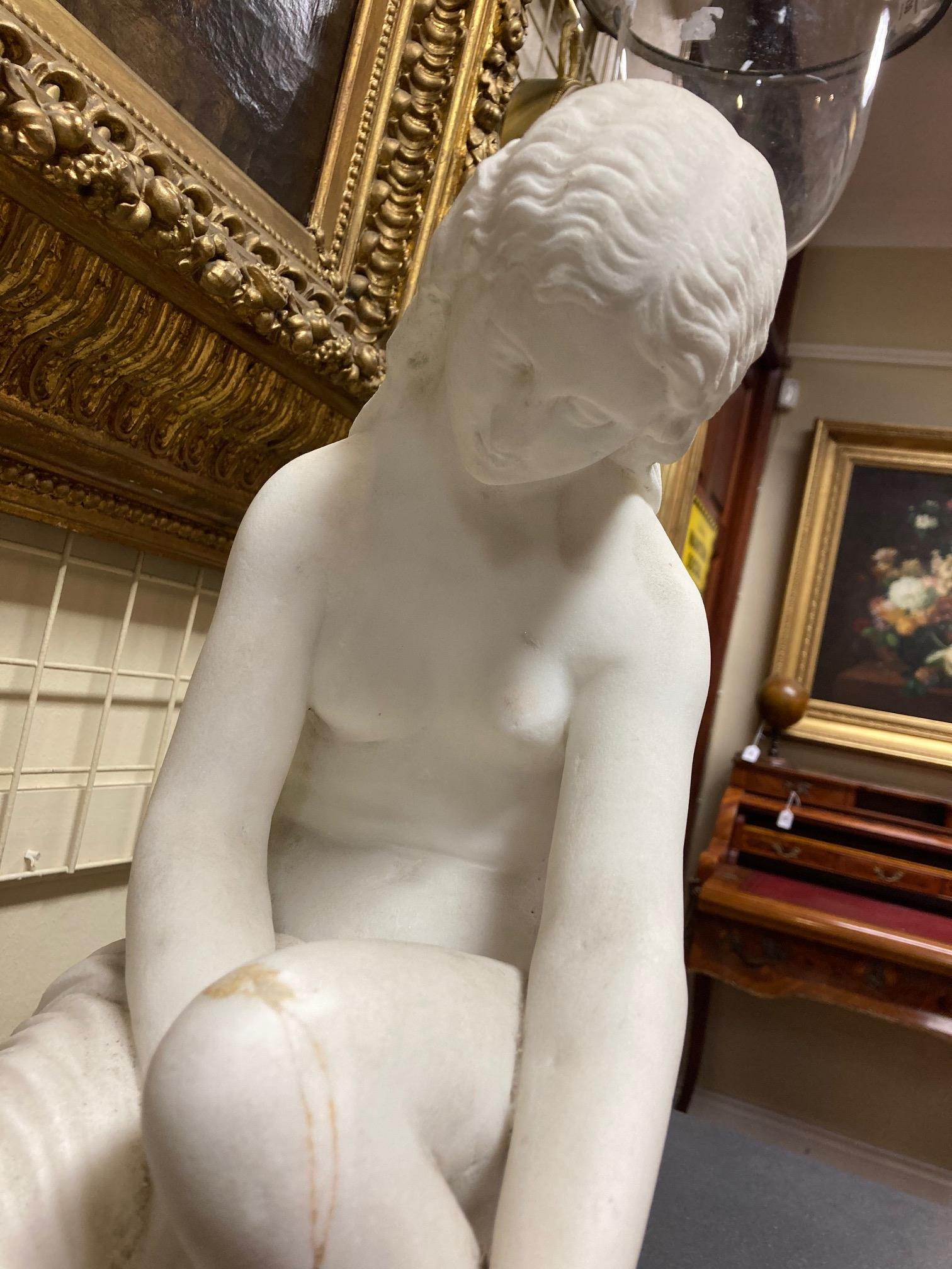 A 19th Century carved marble Group, a semi-nude Woman seated on a tortoise on oval base, 20" ( - Image 21 of 24