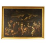 After Nicholas Poussin (1594-1665)  "St. John Baptising the People", a busy Landscape Scene with