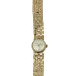 A Vintage Ladies Wrist Watch, by "Favre Leuba," with small circular dial and gold link bracelet,