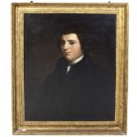 19th Century Irish School "Portrait of a Young Gentleman with black hair and white collar wearing