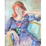 Jose Basconas Ayneto (1927-2014) "Reclining elegant Lady with red hair" O.O.B., approx. 81cms x