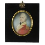 Adam Buck  Miniature: Fine half-length "Portrait of a Gentleman with grey hair, in a red military