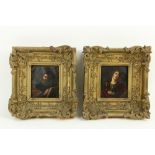 A pair of Old Master Miniature Portraits, "A Bearded Man writing in a book," the other "Lady holding