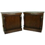 A very fine pair of Regency mahogany Side Cabinets, applied with gilt metal mounts, each with an