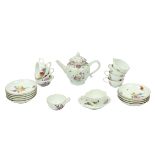 A part Meissen white ground and floral decorated Tea Service, comprising teapot, plates, some