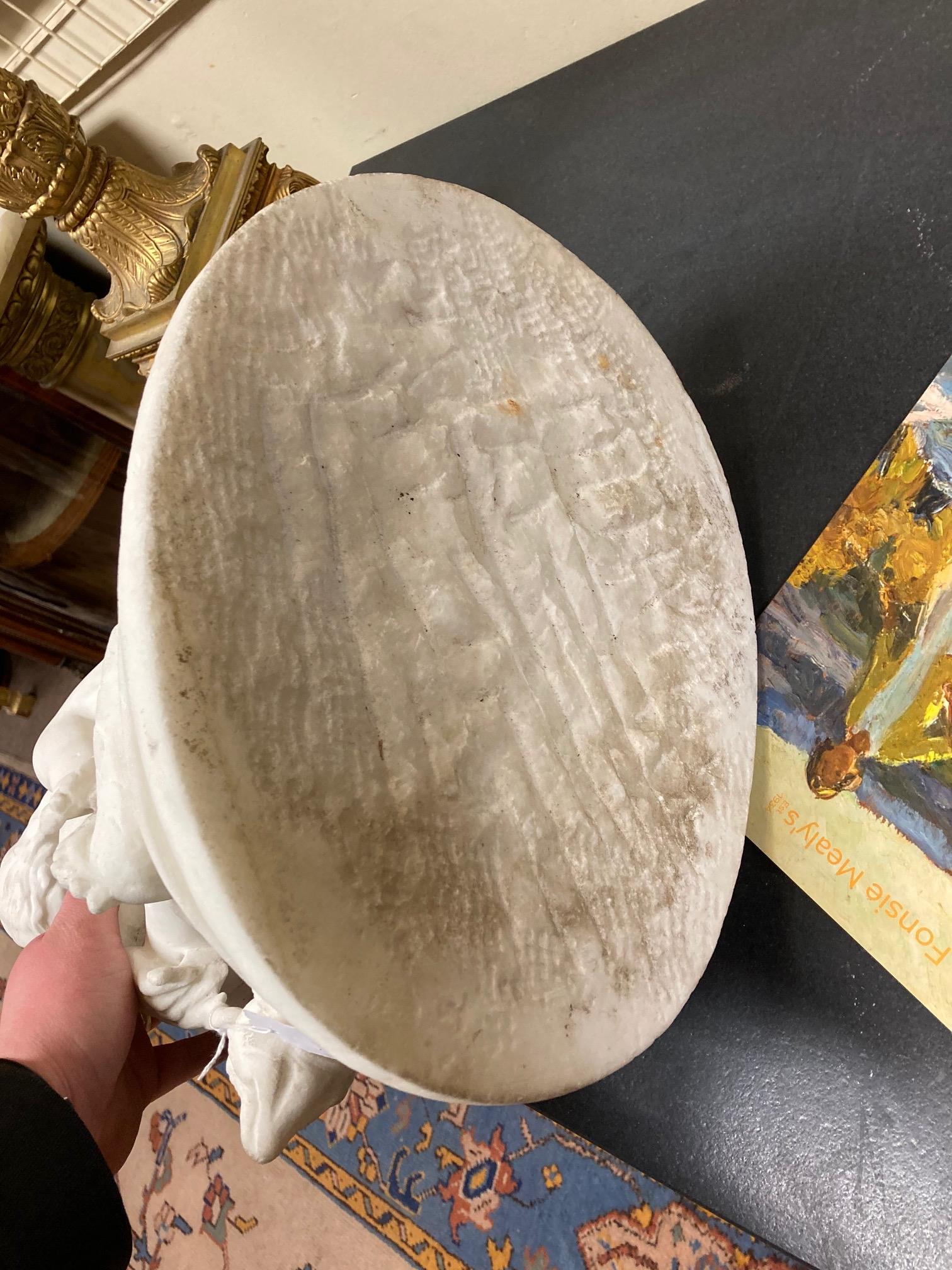 A 19th Century carved marble Group, a semi-nude Woman seated on a tortoise on oval base, 20" ( - Image 10 of 24