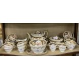 An attractive 19th Century Continental floral hand painted blue ground and gilt part Tea Service,