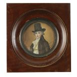 Early 19th Century Continental School Miniature: An attractive circular "Half-length Portrait of a