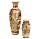 A large Japanese Satsuma Vase, decorated with figures under a flaring neck, 29 1/2" (75cms);