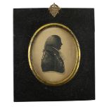 [J.] Watkins, Bath, c. 1810  Silhouette: Miniature, "Portrait of Revd. H. Connor," Signed, oval