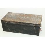 A 19th Century metal Military Trunk, with clasp lock and hinged top, 'G.St. L.' (Gaisford Saint