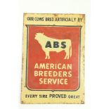 A rare Vintage enamel Sign, 'A.B.S. - American Breeders Service - Our Cows Bred Artificially,